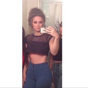 American Apparel cropped mesh insert cropped t-shirt